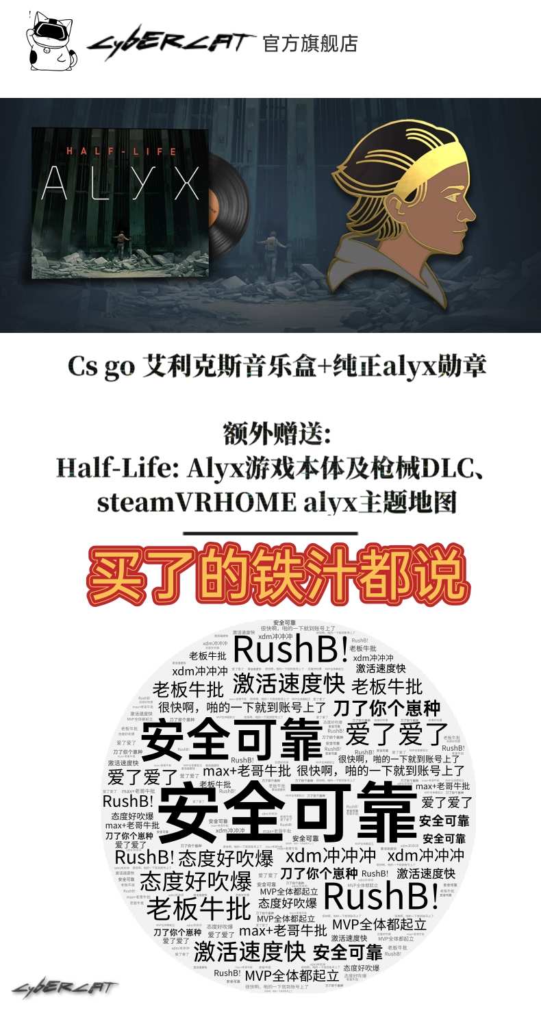 csgo音乐盒爱莉克斯纯正胸章徽章半条命半衰期half-life:alyx帐号