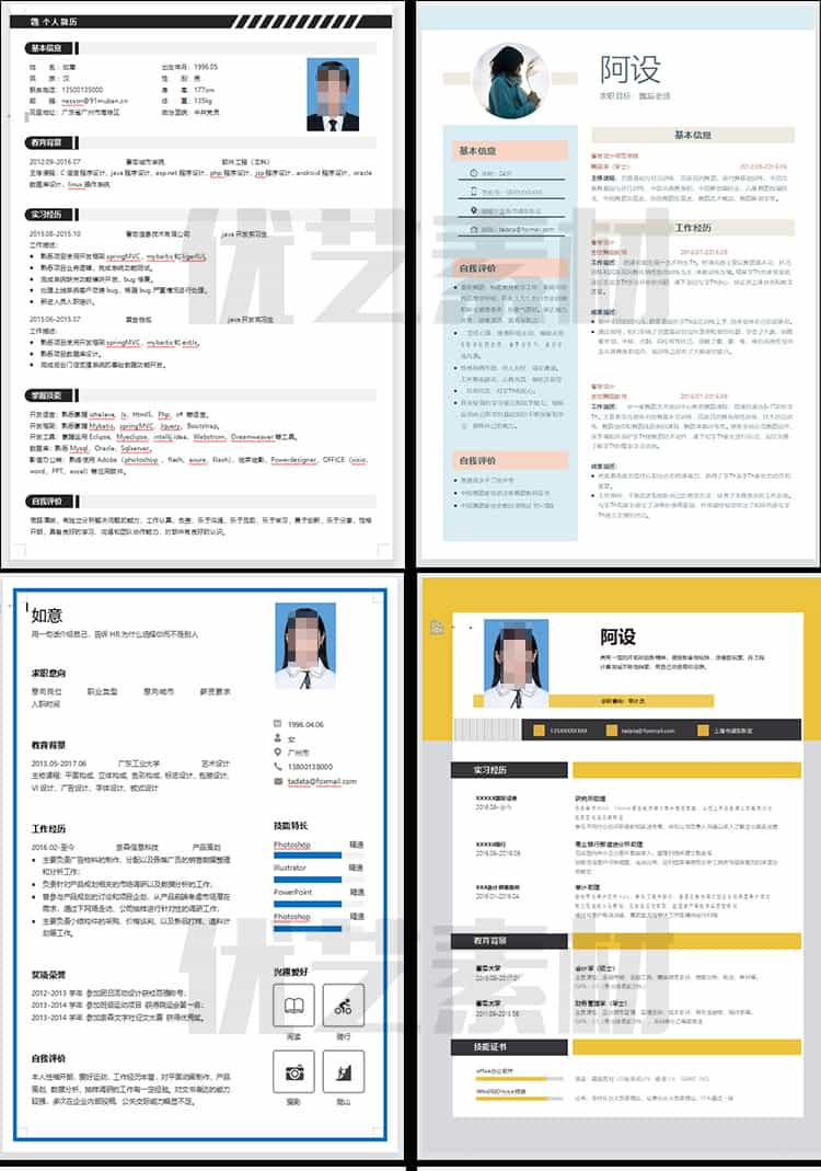 互联网行业计算机程序员IT软件开发个人求职面试word简历模板表插图8