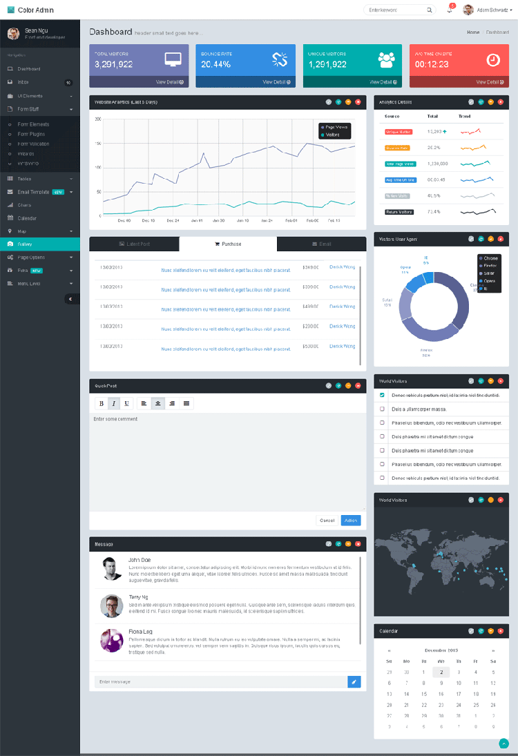 330套bootstrap响应式后台管理系统模板 html5静态扁平化网站源码