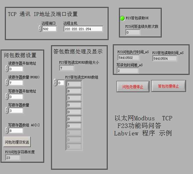 labview 以太网 网络 Modbus F23 功能码 通信 源码 源程序 教程