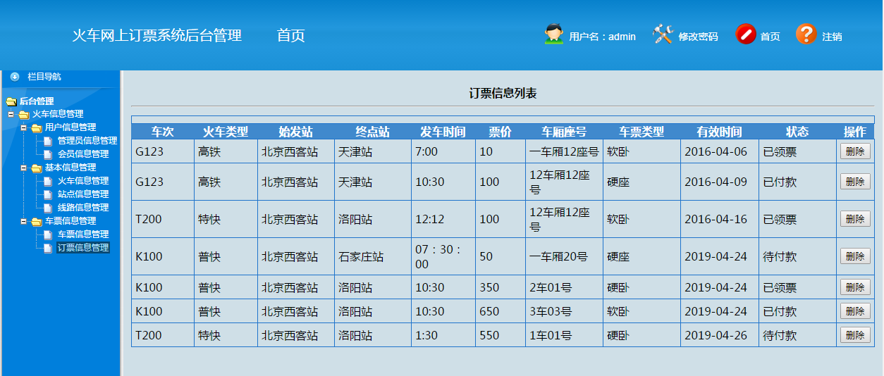 jsp servlet mysql实现火车票预定管理系统源码视频指导运行教程