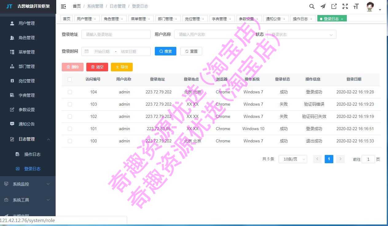 java源码前后分离快速开发框架Springboot vue后台管理elementUI