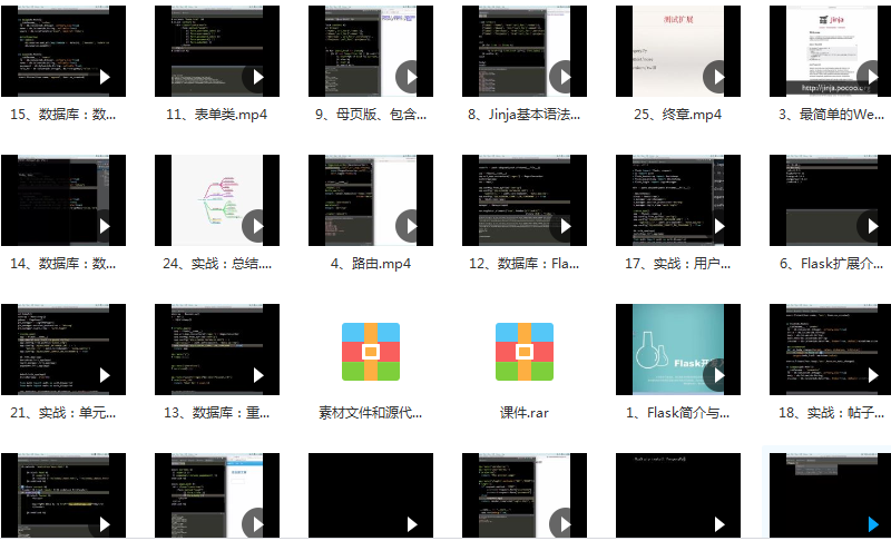 Python Flask高性能大型web网站实战开发视频教程 素材课件源码