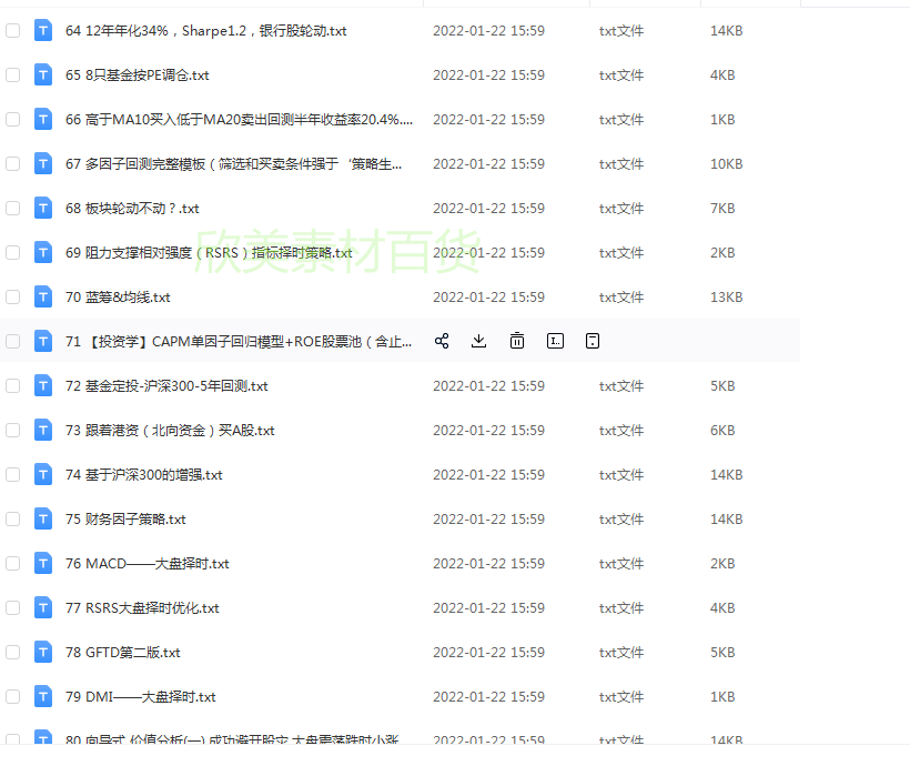 量化投资策略源码模型多因子短线量化交易策略方法分析电子版模板