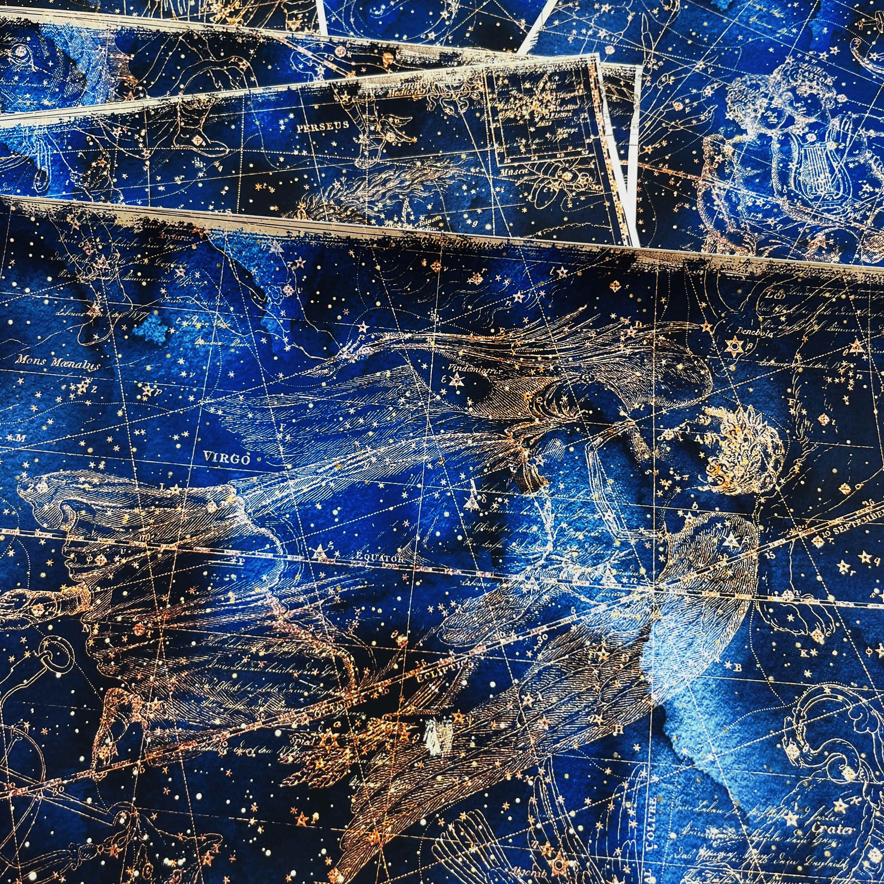 junk journal复古星座学素材 艺术手帐宇宙魔法星空装饰背景纸