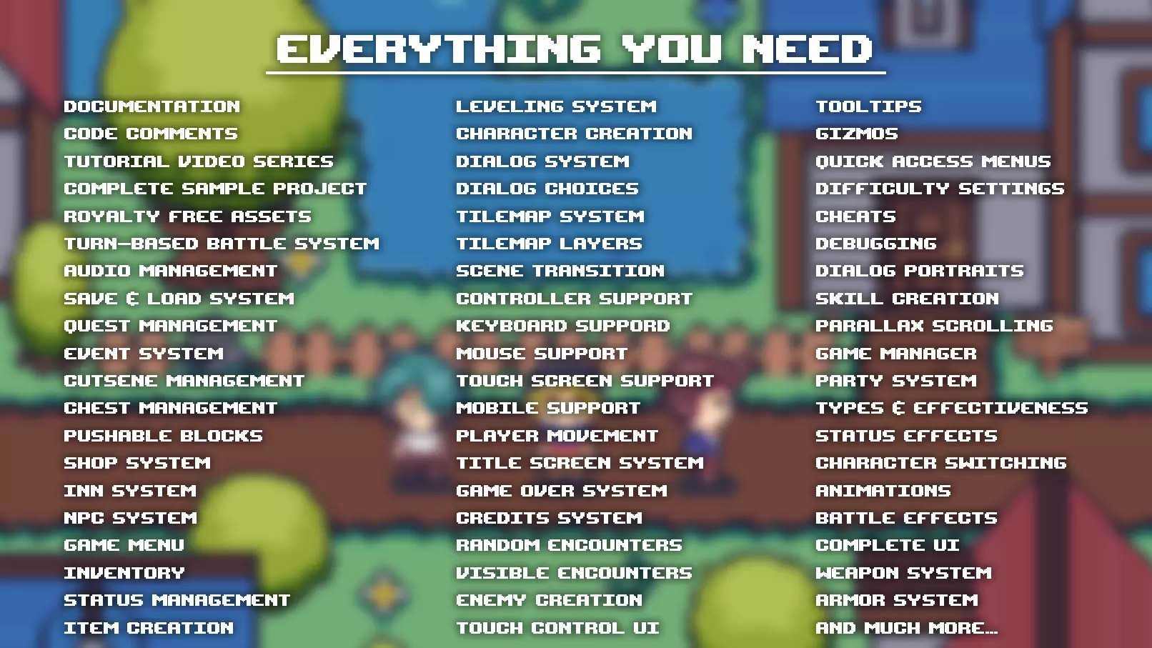 Unity 2D RPG Kit 3.0 角色扮演游戏套件项目源码模版