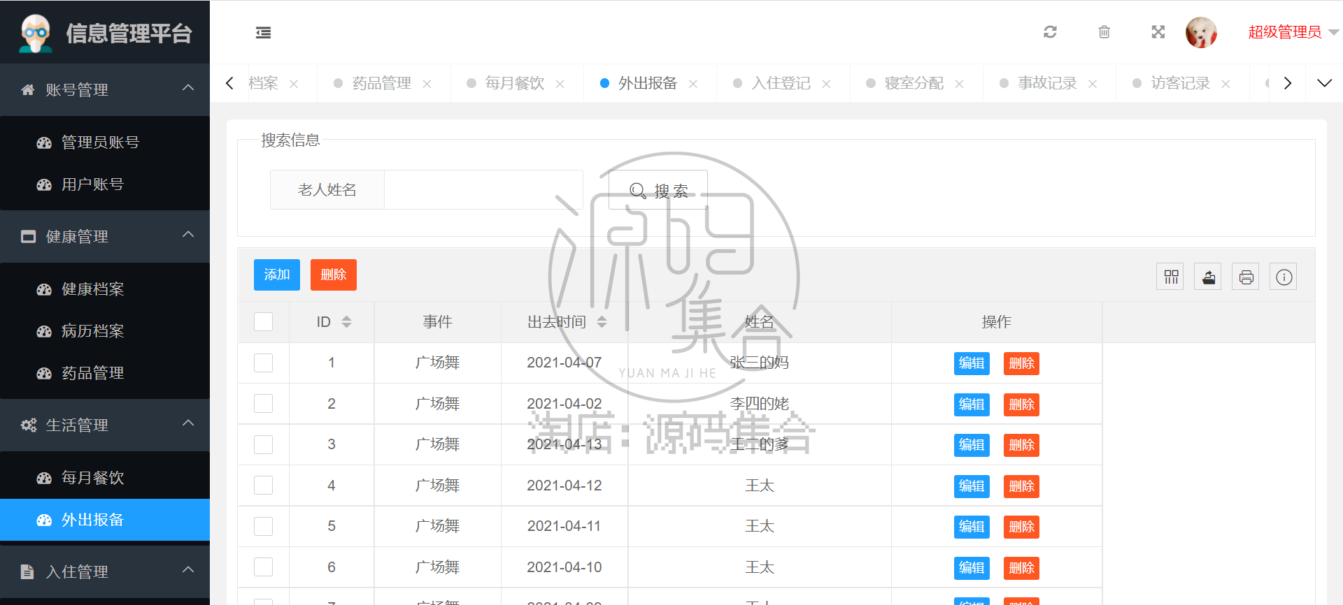 养老院信息管理系统SpringBoot项目源码Mybatis JavaWeb项目Java