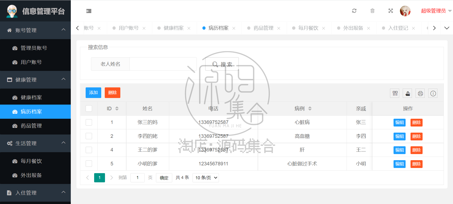 养老院信息管理系统SpringBoot项目源码Mybatis JavaWeb项目Java