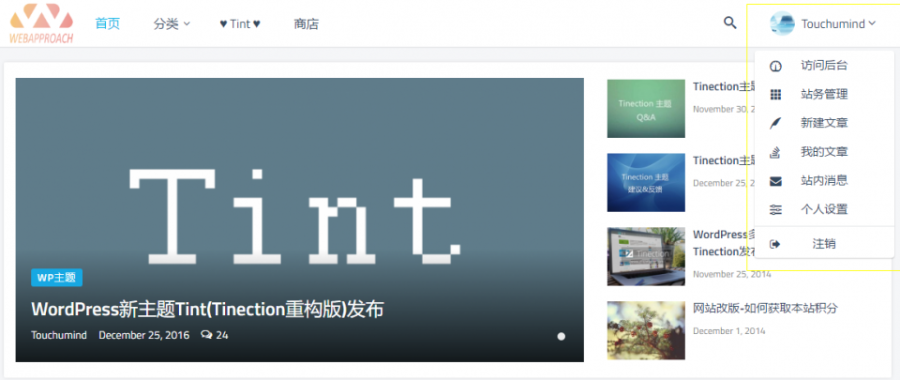 WordPress主题:Tint主题2.5.0-Pro免授权下载Tinection重构版