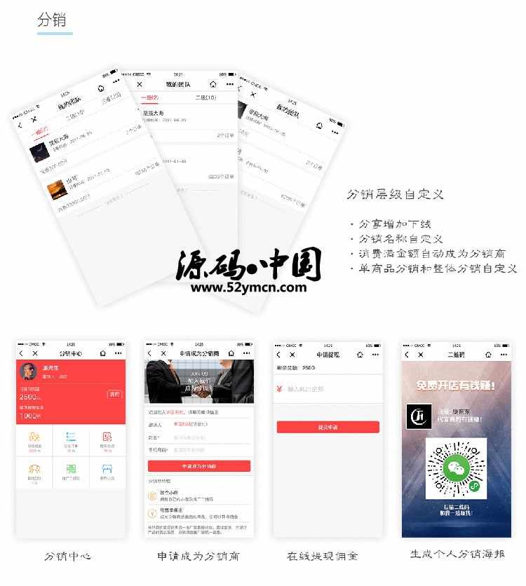 微信小程序商城源码整套带后端管理Mysql数据库分销拼团秒杀预定