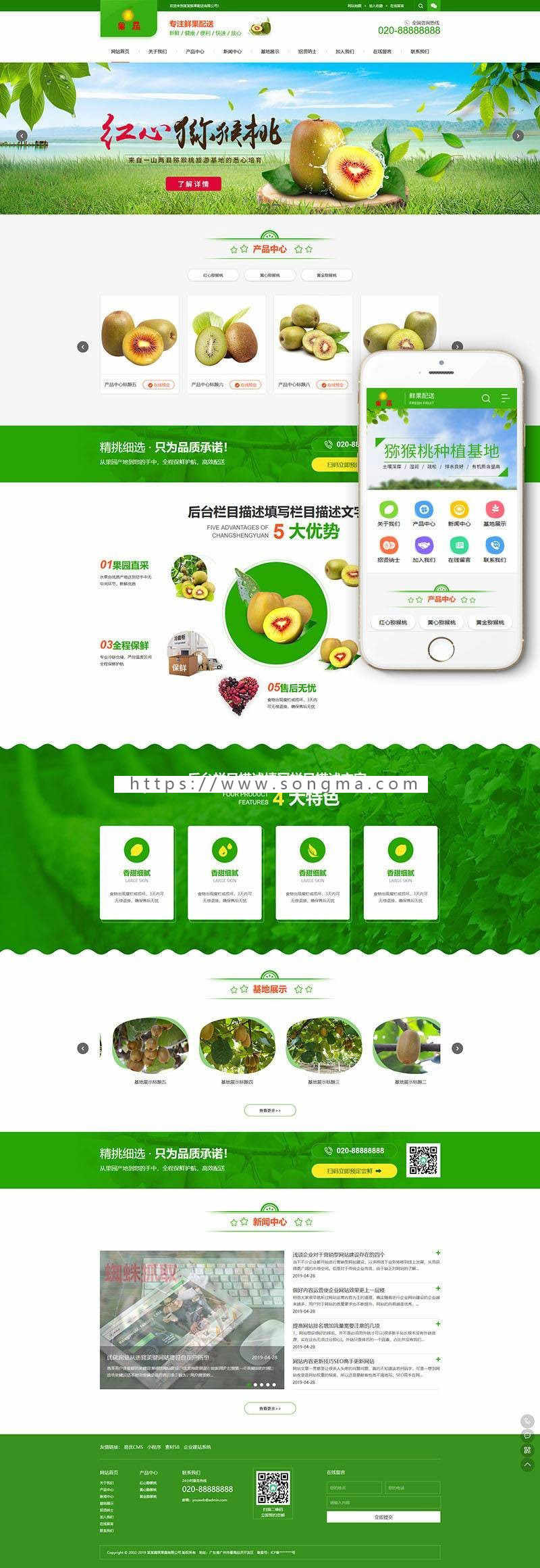 安全加固版 蔬菜果蔬鲜果配送类网站 织梦模板 带手机端
