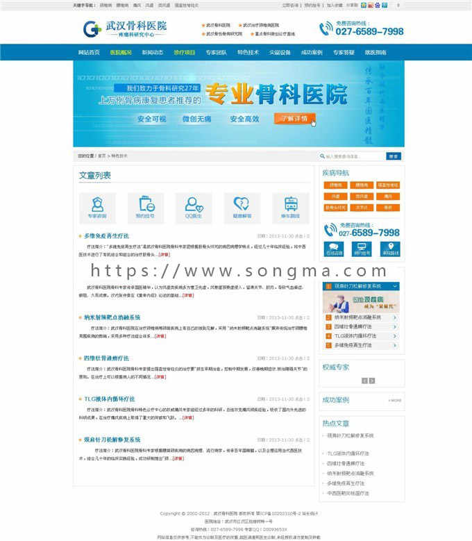 骨科医院网站源码 医院网站源码 帝国CMS7.0模板