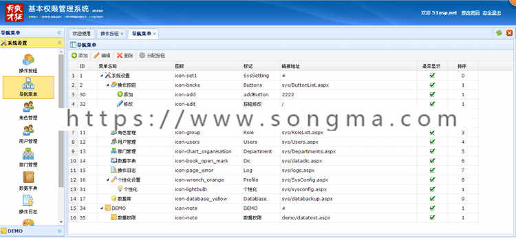 ASP.NET通用权限框架 权限管理系统源码jquery EasyUI后台源代码 