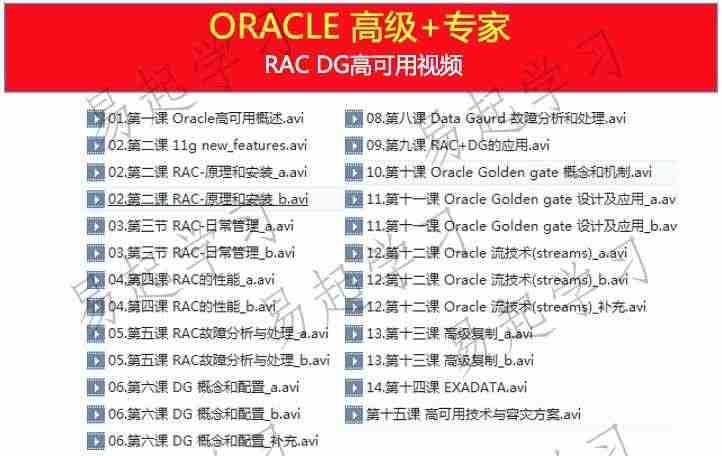 Oracle11g 10g视频基础进阶高级运维DBA PLSQL OCP培训SQL教程