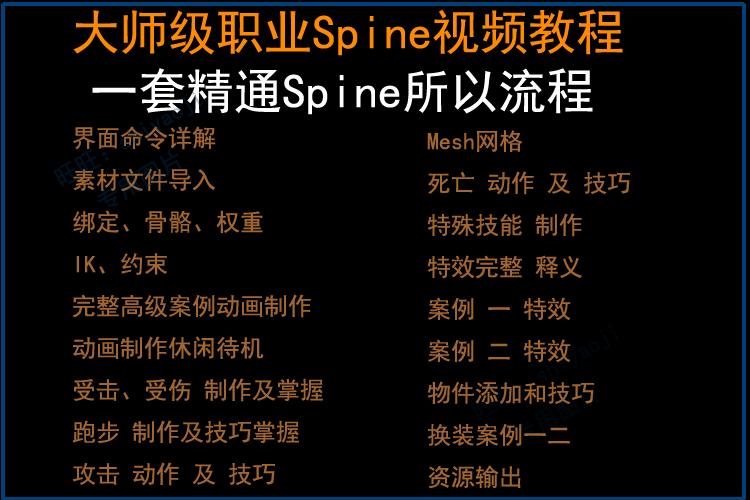 Spine教程spine动画中文视频教程职业动画师零基础入门到高级教程