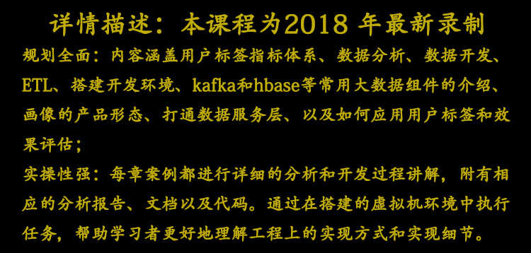 2018大数据用户画像解决方案/大数据DMP画像系统视频教程 - 宋马