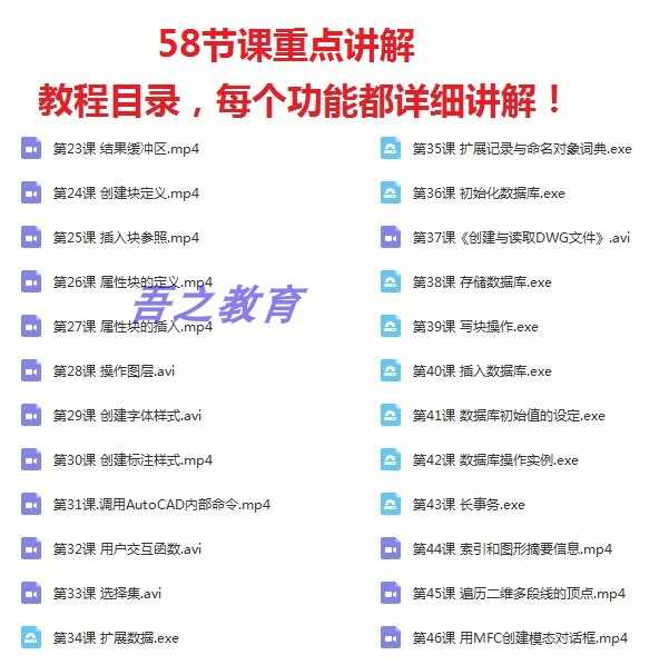 ObjectARX视频教程 AutoLisp视频教程 AutoCAD二次开发视频教程集