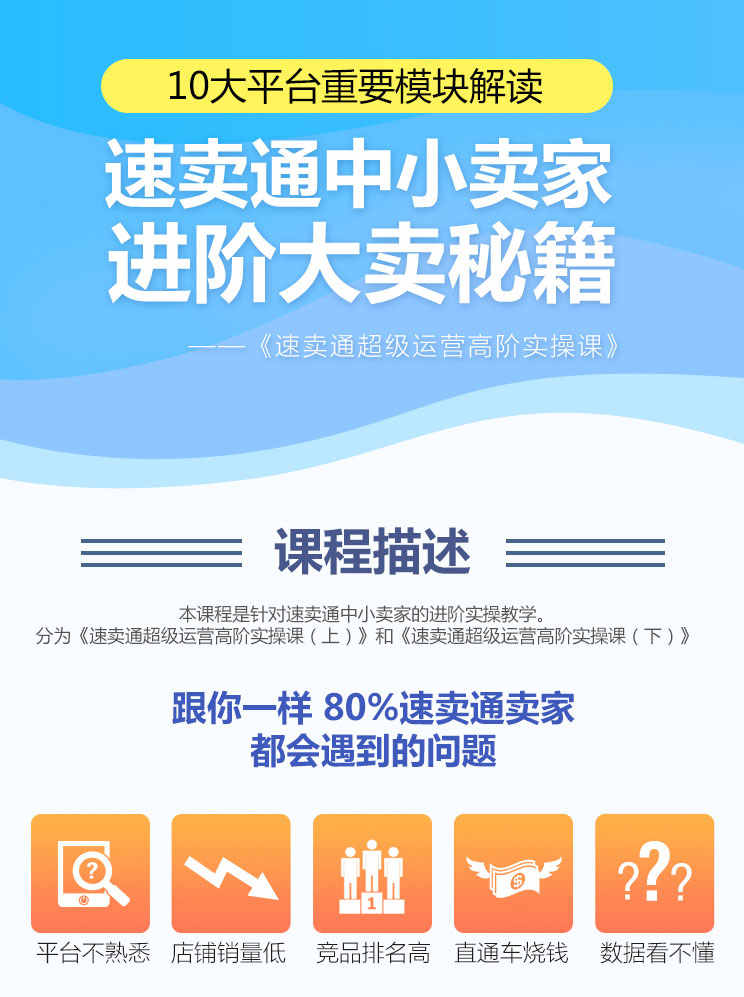 2019年跨境电商速卖通教程视频录制自学全套基础高阶运营培训课程