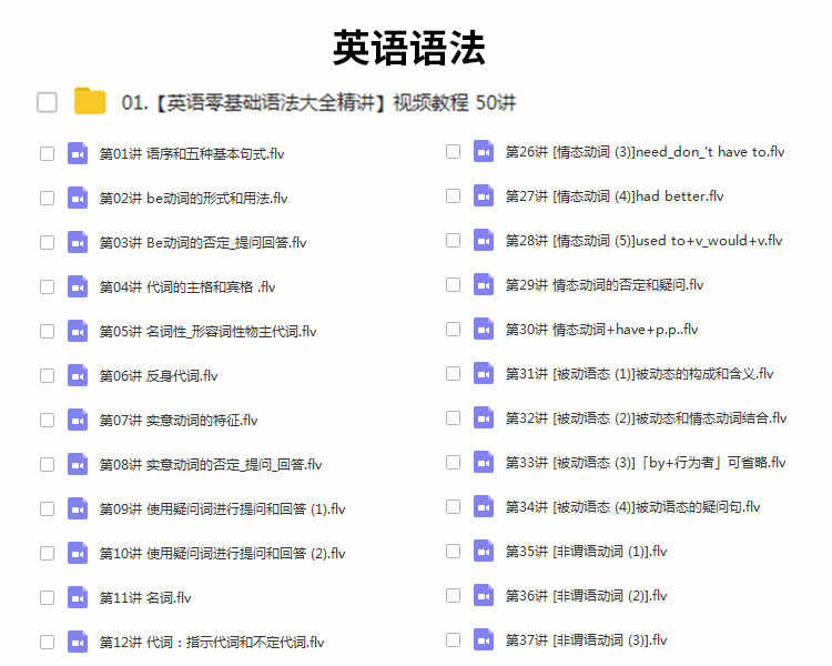 小学初中高中大学英语语法视频教程全套网课名师教学自学视频词汇