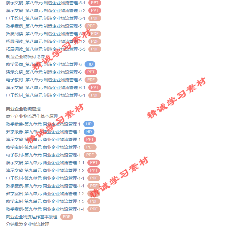 湖南商院 黄福华 企业物流管理 PPT教学课件 视频教程讲解 资料