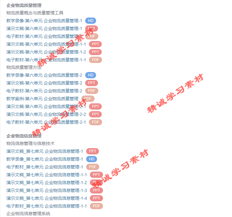 湖南商院 黄福华 企业物流管理 PPT教学课件 视频教程讲解 资料