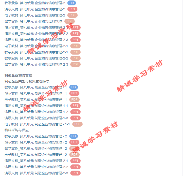 湖南商院 黄福华 企业物流管理 PPT教学课件 视频教程讲解 资料