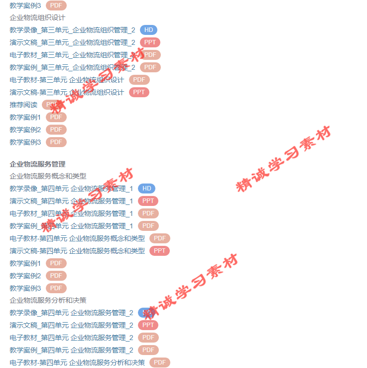湖南商院 黄福华 企业物流管理 PPT教学课件 视频教程讲解 资料