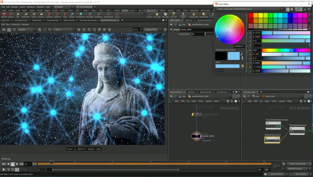 houdini 17.5 雪花飘落 vex 基础特效视频教程