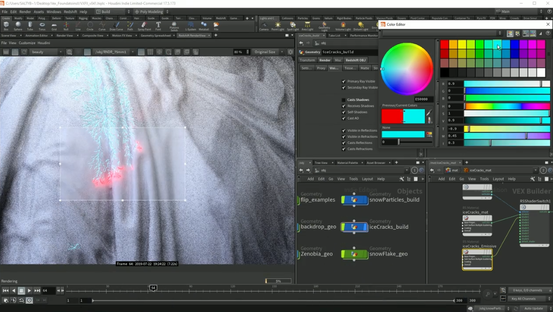 houdini 17.5 雪花飘落 vex 基础特效视频教程