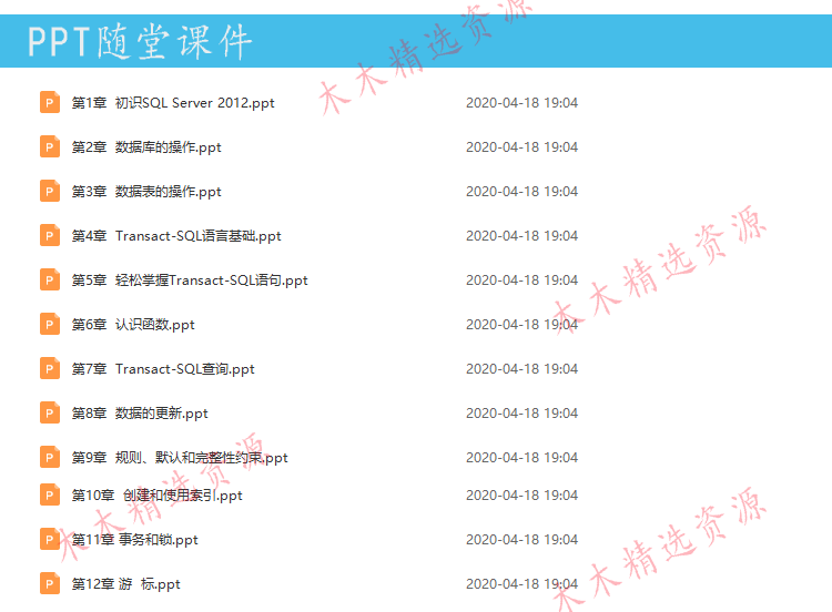 SQL Server 2012数据库视频教程 数据库入门到精通全套视频附课件