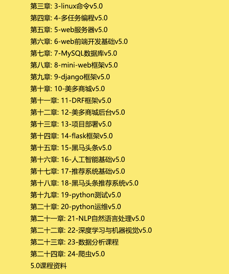2021黑马Python视频教程5.0实战python人工智能爬虫程序员网课