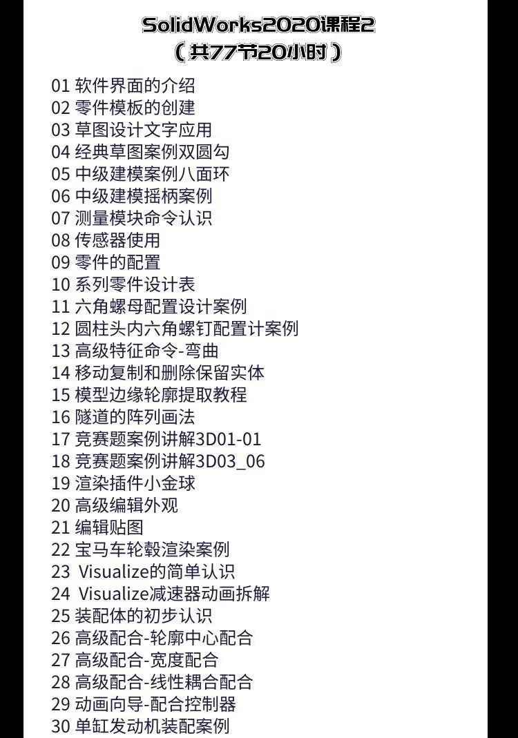 solidworks自学教程2016 2018 2020中文版全套视频电子版视频教学