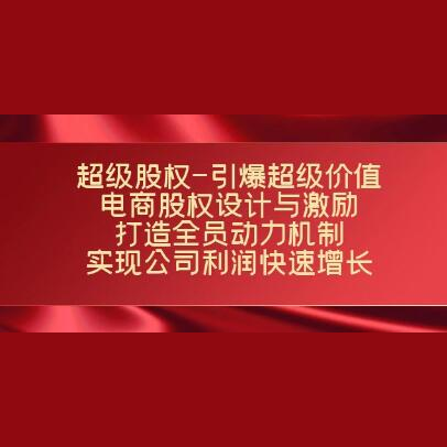 电商股权设计与激励 打造全员动力机制 视频教程