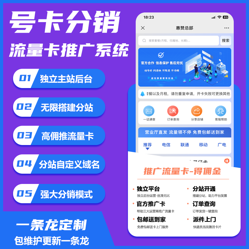 惠赞号卡 CPS：运营商直推，高返佣无限分站搭建系统