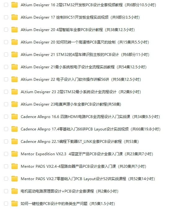 PCB设计零基础入门到精通实战视频教程
有AD、Allegro、PADS软件操作教程
有2层、有4层实