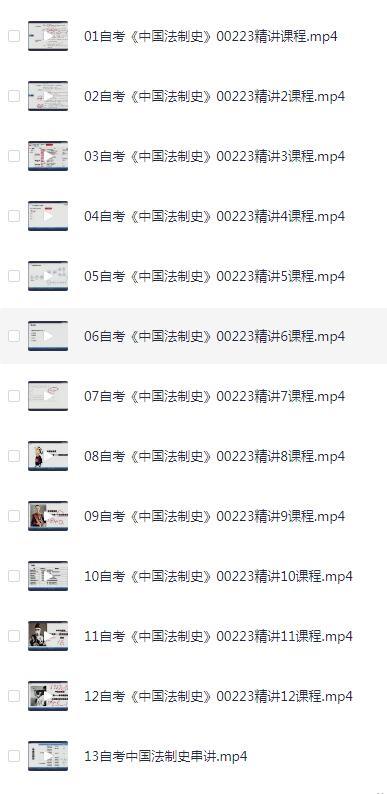 自考 00223中国法制史 精讲视频课程