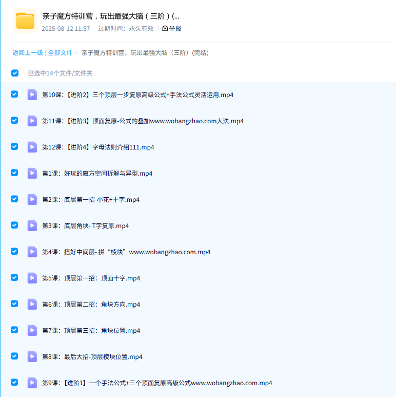  亲子魔方特训营，玩出最强大脑（三阶）(完结) [1+3.04G][百度盘]