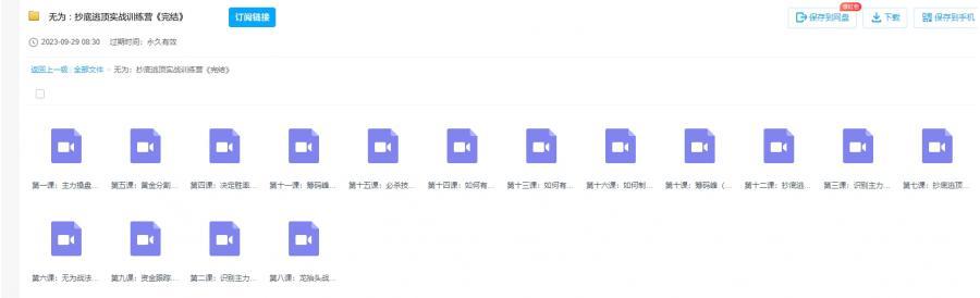 无为《抄底逃顶实战训练营》课程 百度云盘
