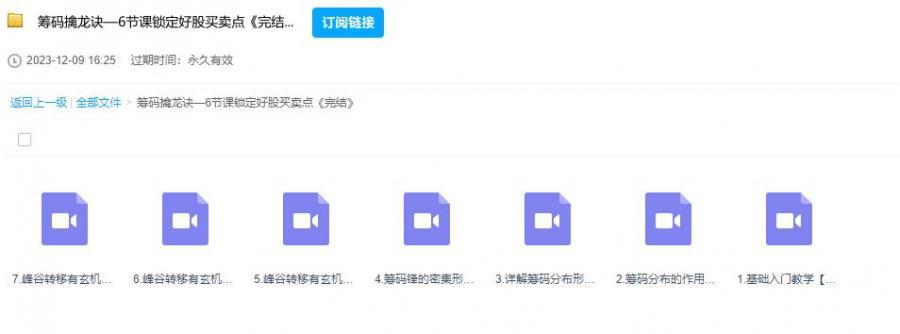 筹码擒龙诀锁定好股买卖点课程（6节） 百度云盘