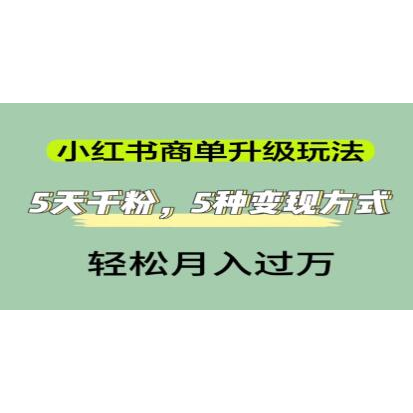 《小红书商单升级玩法》5天千粉，5种变现渠道