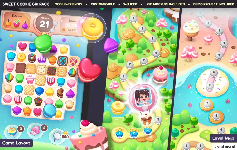 unity3D 三消游戏《魔法甜甜圈》完整版源码