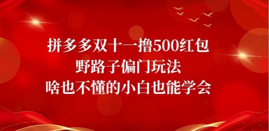 拼多多双十一撸500红包野路子偏门玩法，啥也不懂的小白也能学会【揭秘】